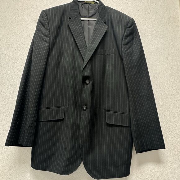 Cubavera Men’s Black Striped Two Button Blazer Suit Jacket Sz 44 X Large - Picture 1 of 7